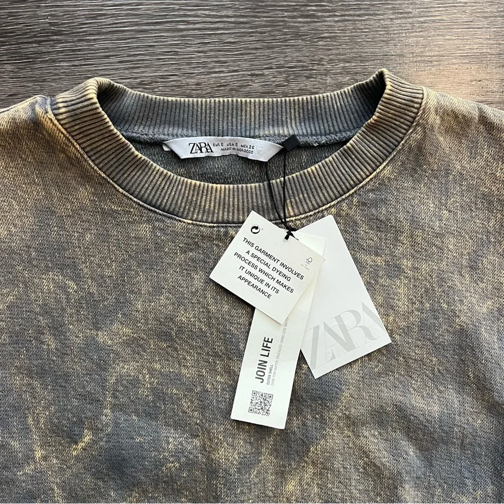 NWT Zara Washed Effect Boxy Oversized Cropped Sweatshirt - Picture 3 of 7